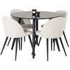 Image de Ensemble Table À Manger & 4 Chaises "plaza I & Velvet" 100cm Noir & Crème