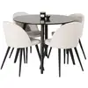Image de Ensemble table à manger & 4 chaises plaza i & velvet 100cm noir & crème
