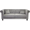 Image de Canapé 3 Places En Velours "chesterfield" 217cm Gris Clair