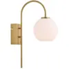 Image de Ballon applique laiton satiné, verre opalin, interrupteur sur cordon 1x g9