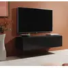 Image de Meuble Tv Suspendu Pour Salon Salle À Manger Noir Mat Et Haute Brillance 120x40x30cm Design Ameublement Berit