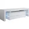 Image de Meuble tv 2 tiroirs meuble tv de salon avec led 160x53x35cm modèle selma blanc finition brillante TVSD040WHWH