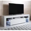 Image de Meuble Tv Pour Salon Salle À Manger Blanc Brillant Lumière Led Rgb 160x35x45cm Design Ameublement Unai