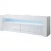 Image de Meuble tv 2 portes meuble tv de salon avec led 140x50x35cm modèle aker blanc finition brillante TVSD072WHWH