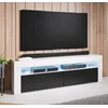 Image de Meuble Tv Pour Salon Salle À Manger Blanc Et Noir Brillant Lumière Led Rgb 140x35x50,5cm Design Ameublement Aker