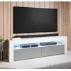 Image de Meuble Tv Pour Salon Salle À Manger Blanc Et Gris Brillant Lumière Led Rgb 140x35x50,5cm Design Ameublement Aker