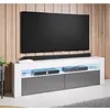 Image de Meuble TV de salon avec LED Blanc et Gris brillant 2 Portes avec 2 Compartiments 140 x 505 x 35cm Modèle Aker