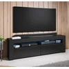 Image de Meuble Tv Pour Salon Salle À Manger Noir Brillant Lumière Led Rgb 140x35x50,5cm Design Ameublement Aker