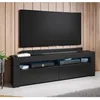 Image de Meuble TV de salon avec LED Noir brillant 2 Portes avec 2 Compartiments 140 x 505 x 35cm Modèle Aker