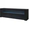 Image de Meuble tv 2 portes meuble tv de salon avec led 140x50x35cm modèle aker noir finition brillante TVSD072BLBL