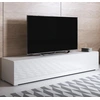 Image de Meuble Tv Pour Salon Salle À Manger Blanc Brillant 160x40x32cm Design Ameublement Luke H2