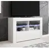 Image de Meuble Tv Pour Salon Salle À Manger Blanc Brillant Lumière Led Bleu 100x35x65cm Design Ameublement Lilian