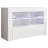Image de Meuble tv 1 porte meuble tv de salon avec led 100x65x35cm blanc finition brillante modèle lilian TVSD074WHWH