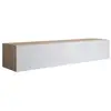 Image de Meuble tv suspendu 1 porte meuble tv de salon 160x30x40cm modèle luke h2 sonoma mat et blanc finition brillante TVSD032SOWH-1BOX