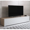 Image de Meuble Tv Pour Salon Salle À Manger Sonoma Et Blanc Brillant 160x40x32cm Design Ameublement Luke H2