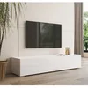 Image de Meuble TV avec pieds pour Salon 1 Porte avec 3 Compartiments Couleur Blanc L 160 x P 40 x H 32 cm Modèle Nora H2