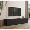 Image de Meuble TV avec pieds pour Salon 1 Porte avec 3 Compartiments Couleur Noir L 160 x P 40 x H 32 cm Modèle Nora H2