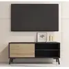 Image de Meuble Tv Pour Salon Salle À Manger Noir Et Sonoma Mat 100x29,5x42,5cm Design Ameublement Kai