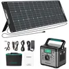Image de SWAREY Générateur Electrique Batterie 518W avec Panneau Solaire 200W Portatif kit solaire 220v Charge Rapide Batterie de Camping