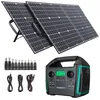 Image de SWAREY Générateur Solaire Portable 1000W(1500W Pic) avec 2PCS Panneau Solaire Pliable 100w Generateur Electrogène 220V