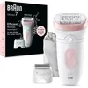 Image de Épilateur électrique - BRAUN - Silk-épil 7 - Épilation facile - Peau douce longue durée - 7-030 - Blanc / Rose
