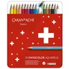 Image de Crayons de couleur - CARAN DACHE - Swisscolor - Étui métal de 18 - Mine 2 8mm - Bois de cèdre