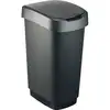 Image de Poubelle de tri rotho twist 50 litres en polypropylène noir avec couvercle argenté pratique pi#7525891