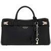 Image de Sac porte-mains noir uni avec zip et pressions et logo de la marque