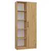 Image de Villme - bibliothèque design minimaliste - 1 porte + 10 étagères - 80x30x182 cm - meuble de rangement - chêne