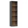 Image de Kaffi - bibliothèque style scandinave salon - 50x30x181 - 5 tablettes - étagère à livres - gris&chêne