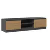 Image de Tivoli - meuble tv style moderne - 140x40x36cm - 2 niches + 2 portes - rangement matériel téléaudio - gris&chêne