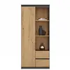 Image de Livorno - bibliothèque 1 porte + 2 tiroirs bureau chambre - 180x80x35 - meuble de rangement - gris&aspect bois