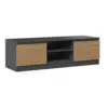 Image de Tivoli - meuble tv style moderne - 120x40x36cm - 2 niches + 2 portes - rangement matériel téléaudio - gris&chêne