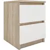 Image de Table de chevet table de nuit moderne avec 2 tiroirs malwa m2 - sonoma-blanc