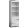 Image de Catania - bibliothèque moderne 3 tiroirs + 2 étagères - 180x60x35 - meuble de rangement - etagères livres déco - blanc