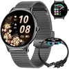 Image de Montre Connectée Pour Femme-Appels Bluetooth-Pour Android Ios-100+-Sport-Écran Amoled Always-On-Noir-Bracelet Grillagé-Moniteur De
