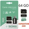 Image de Carte Micro-SD 64 Go - ZISONIX - SDXC/SDHC - Classe 10 - Compatible smartphones et caméras - Noir