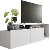 Image de Meuble Tv 50 Pouces 2 Abattants Blanc 6 Niches L 164 H 46.5 P 37.5 Cm