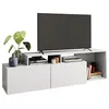 Image de Meuble TV 50 Pouces - ACTUAL DIFFUSION - 2 Abattants - 6 Niches - Blanc - L 164 x H 46.5 cm