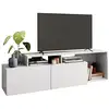 Image de Meuble tv 50 pouces 2 abattants blanc 6 niches l 164 h 46.5 p 37.5 cm BR540-06