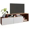 Image de Meuble tv 50 pouces 2 abattants blanc et châtaignier l 164 h 46.5 p 37.5 cm BR540-192