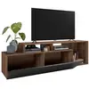 Image de Meuble tv 50 pouces 2 abattants noir et chêne foncé l 164 h 46.5 p 37.5 cm BR540-228
