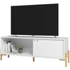 Image de Meuble Tv 65 Pouces Blanc 1 Porte Coulissante 2 Niches