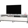 Image de Meuble Tv 70 Pouces 2 Abattants 4 Niches Blanc Pieds Métal L 180 H 49 P 38 Cm