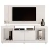 Image de Meuble tv mural 55 pouces blanc 5 niches roulettes l 173 h 160.5 p 38.5 cm 457.005