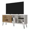 Image de Meuble tv 55 pouces pieds métal blanc ecru chêne l 136 h 62 p 36 cm 8002000005116