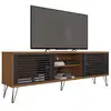 Image de Meuble Tv 72 Pouces Chêne Et Noir 4 Niches 2 Portes L 180 H 65 P 33 Cm