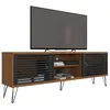 Image de Meuble TV 72 Pouces Chêne et Noir 4 Niches 2 Portes L 180 H 65 P 33 cm - L 180 x l 33 x H 65 cm