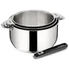 Image de Casseroles - Lagostina - Set 3 pièces - Acier inoxydable - Poignée amovible - Compatible induction