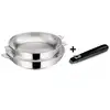 Image de Lagostina - lot de 2 poêles inox 24 et 28 cm + poignée 012138600003 - salvaspazio+ 012138600003